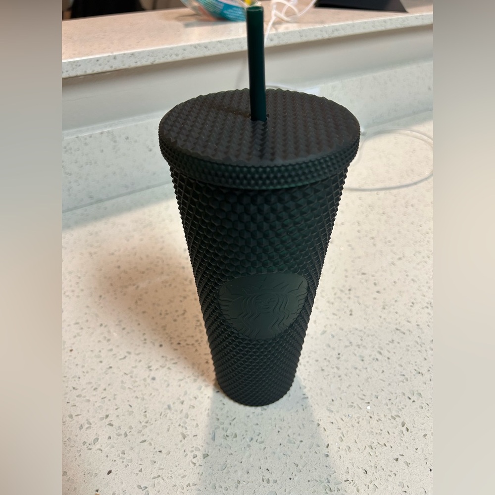 Starbucks Textured dark green Tumbler with Straw